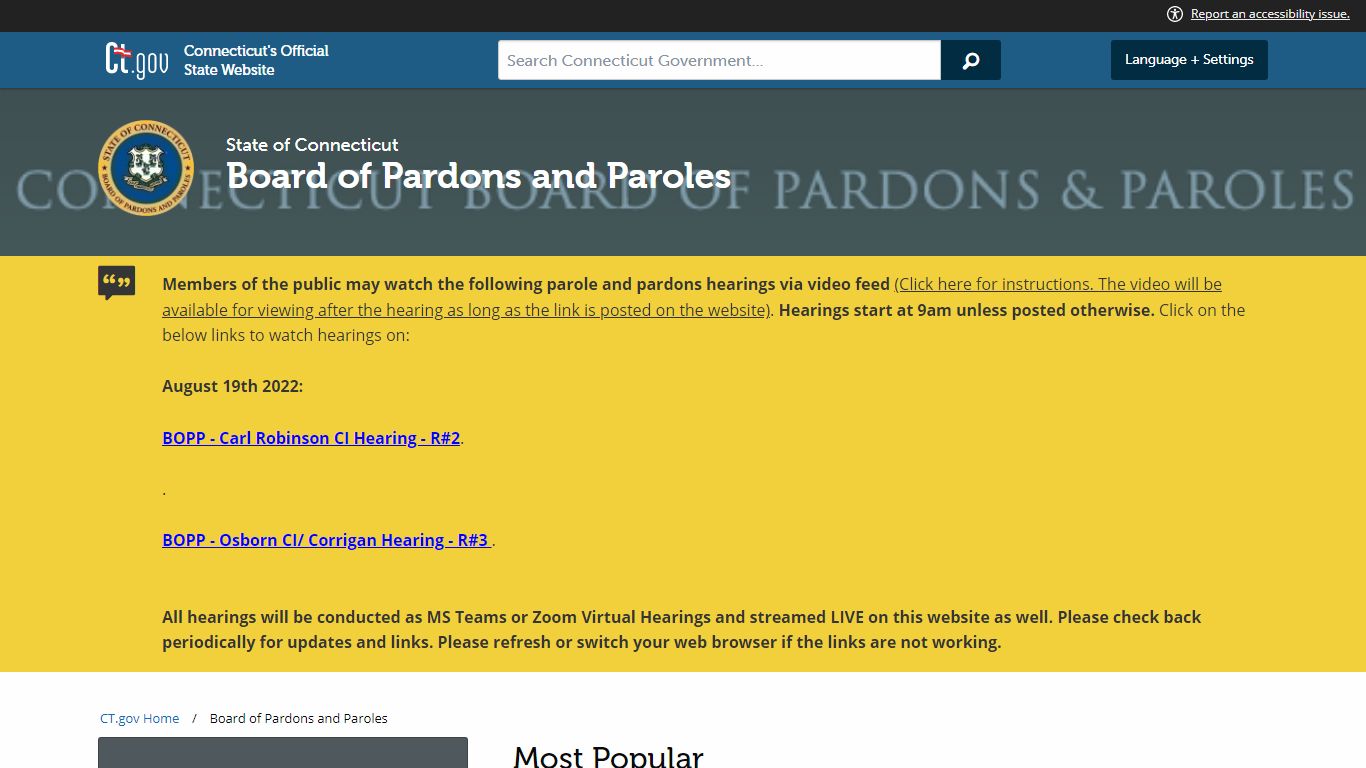 Connecticut Board of Pardons and Paroles